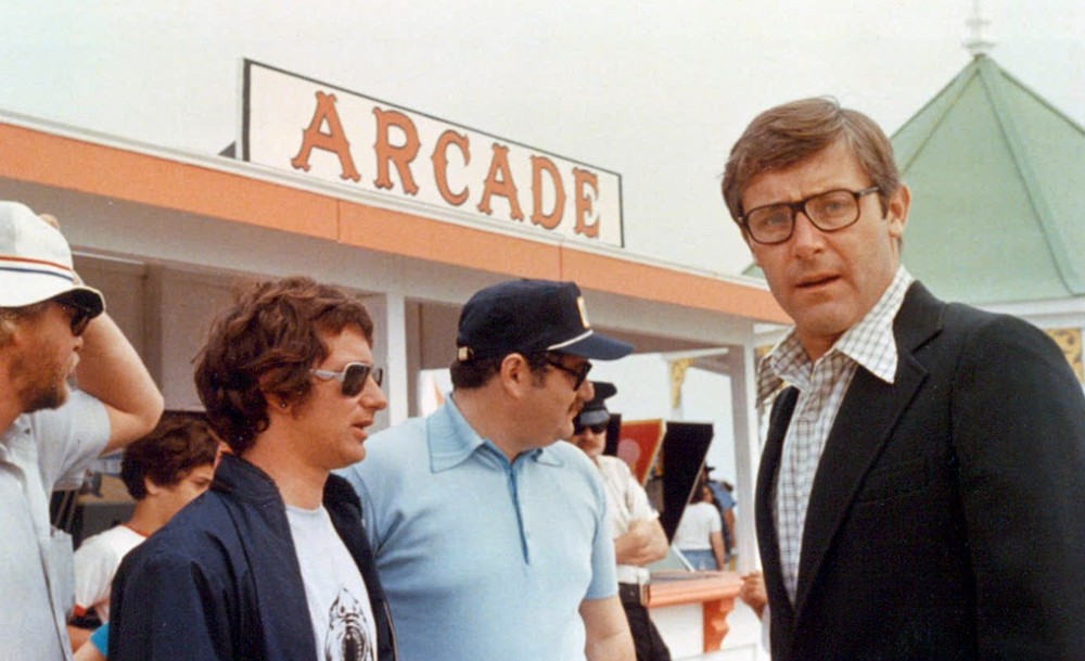 Steven Spielberg and Peter in front of the Amity Arcade