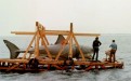 Bruce being towed into the water off Martha’s Vineyard aka Amity Island, during production in August of 1974.