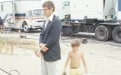 Peter on the movie set with his son Clayton standing close by, but ready too, for a swim
